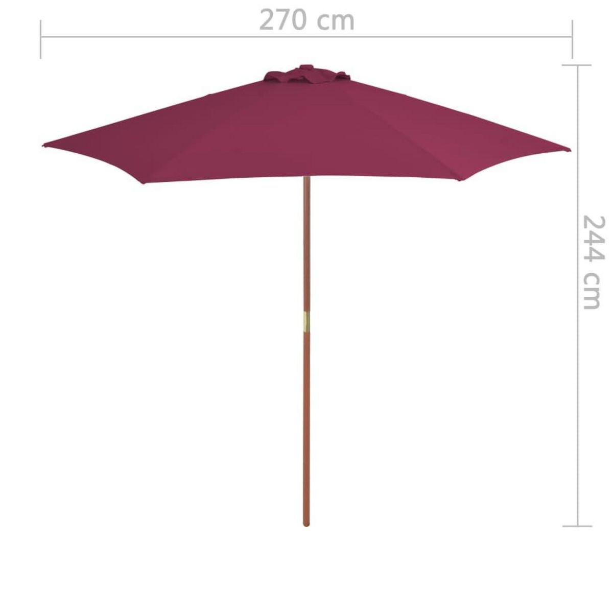 VIDAXL Parasol d'exterieur avec mat en bois 270 cm rouge bordeaux