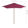 Voir la diapositive 6 : VIDAXL Parasol d'exterieur avec mat en bois 270 cm rouge bordeaux