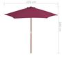 Voir la diapositive 6 : VIDAXL Parasol d'exterieur avec mat en bois 270 cm rouge bordeaux
