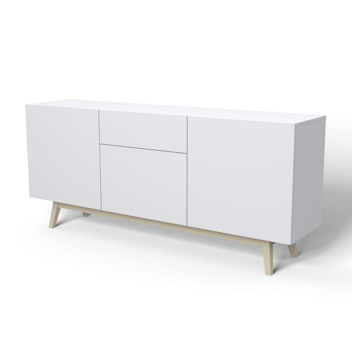 Bahut scandinave 3 portes 1 tiroir L180xP42xH80cm SNOW