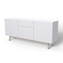 Voir la diapositive 2 : Bahut scandinave 3 portes 1 tiroir L180xP42xH80cm SNOW