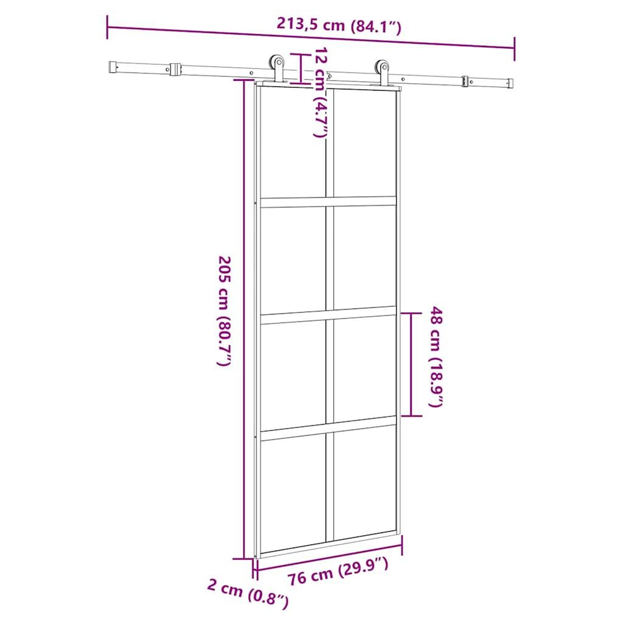 Voir la diapositive 6 : VIDAXL Porte coulissante kit de quincaillerie trempe verre aluminium