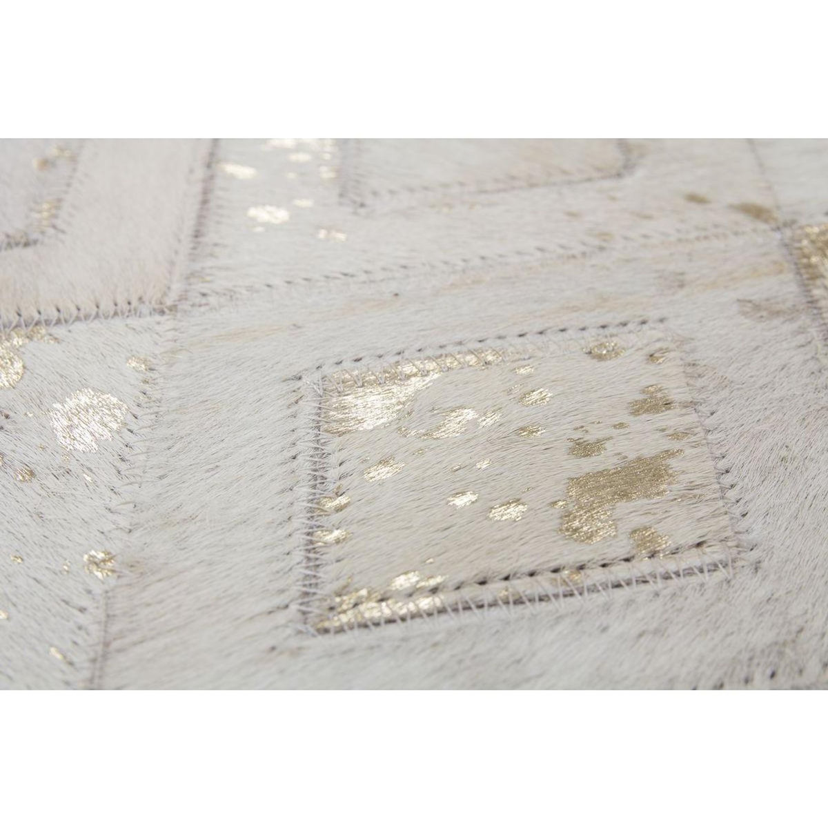 Paris Prix Tapis en Cuir Effet Métallique  Spark  Ivoire & Or