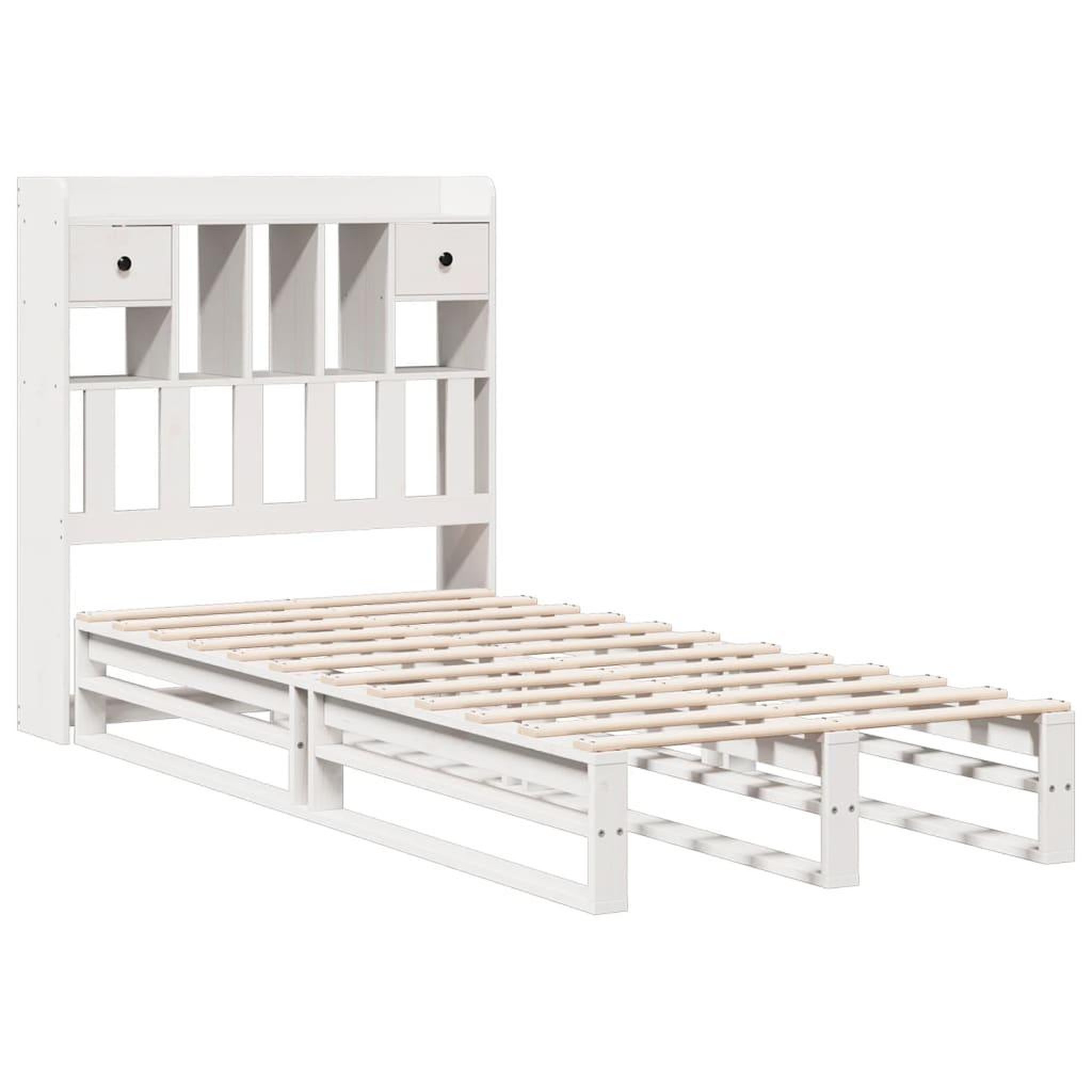 Voir la diapositive 3 : VIDAXL Lit bibliotheque sans matelas blanc 75x190cm bois de pin massif