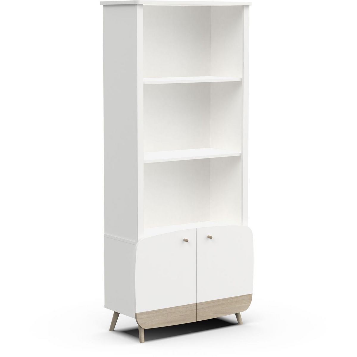 Bibliothèque bébé enfant 3 niches 2 portes blanc LINIA