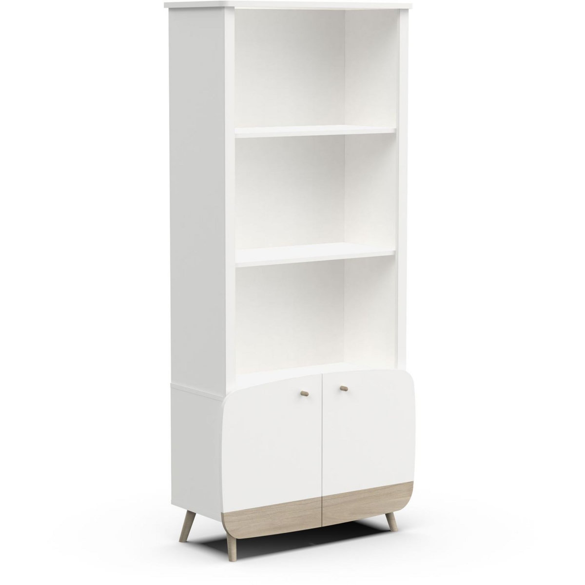 Bibliothèque bébé enfant 3 niches 2 portes blanc LINIA