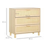 Voir la diapositive 3 : HOMCOM Commode 3 tiroirs cannage en rotin dim. 80L x 40l x 80H cm MDF aspect bois clair