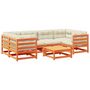 Voir la diapositive 2 : VIDAXL Salon de jardin 7 pcs avec coussins cire marron bois pin massif
