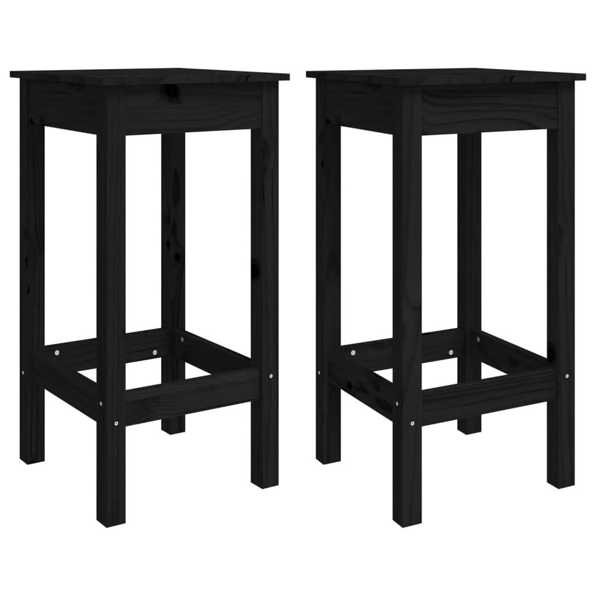 Voir la diapositive 2 : VIDAXL Chaises de bar lot de 2 noir 40x40x78 cm bois de pin solide