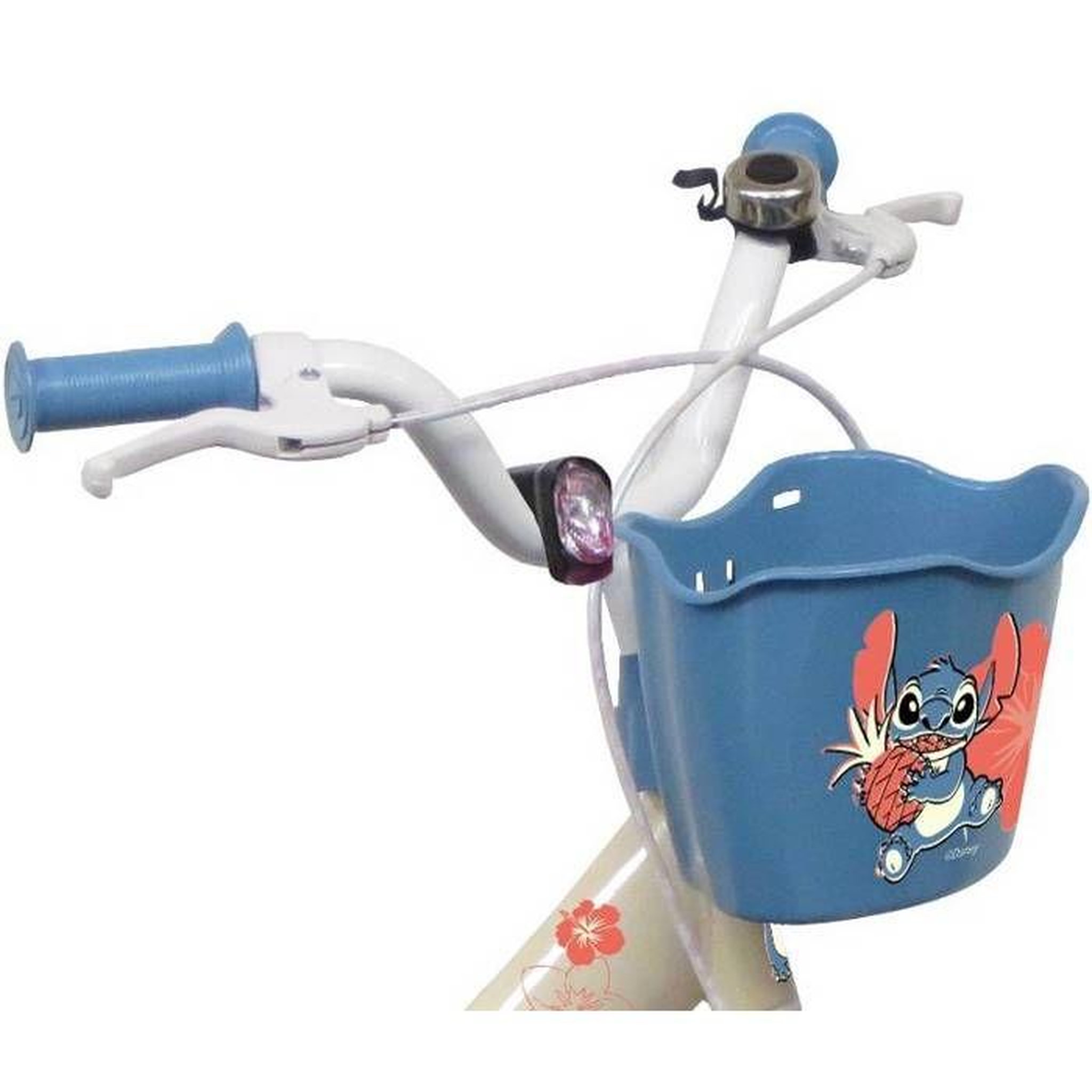 Voir la diapositive 5 : DISNEY Vélo enfant  - Modèle 14'' STITCH / DISNEY (Taille de l'enfant 90 cm à 105 cm) équipé de 2 freins, panier, porte poupée et stabilisateurs.