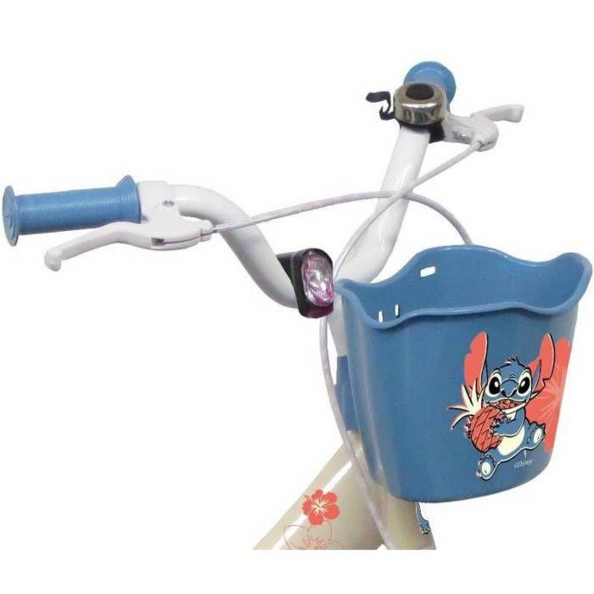 DISNEY Vélo enfant  - Modèle 14'' STITCH / DISNEY (Taille de l'enfant 90 cm à 105 cm) équipé de 2 freins, panier, porte poupée et stabilisateurs.