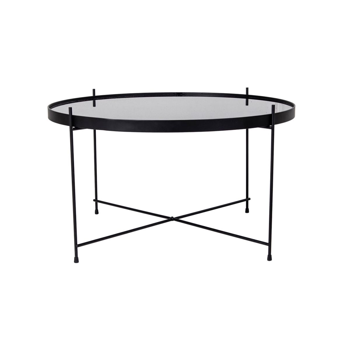 LISA DESIGN Glina - table basse ronde - métal et verre - 70 cm