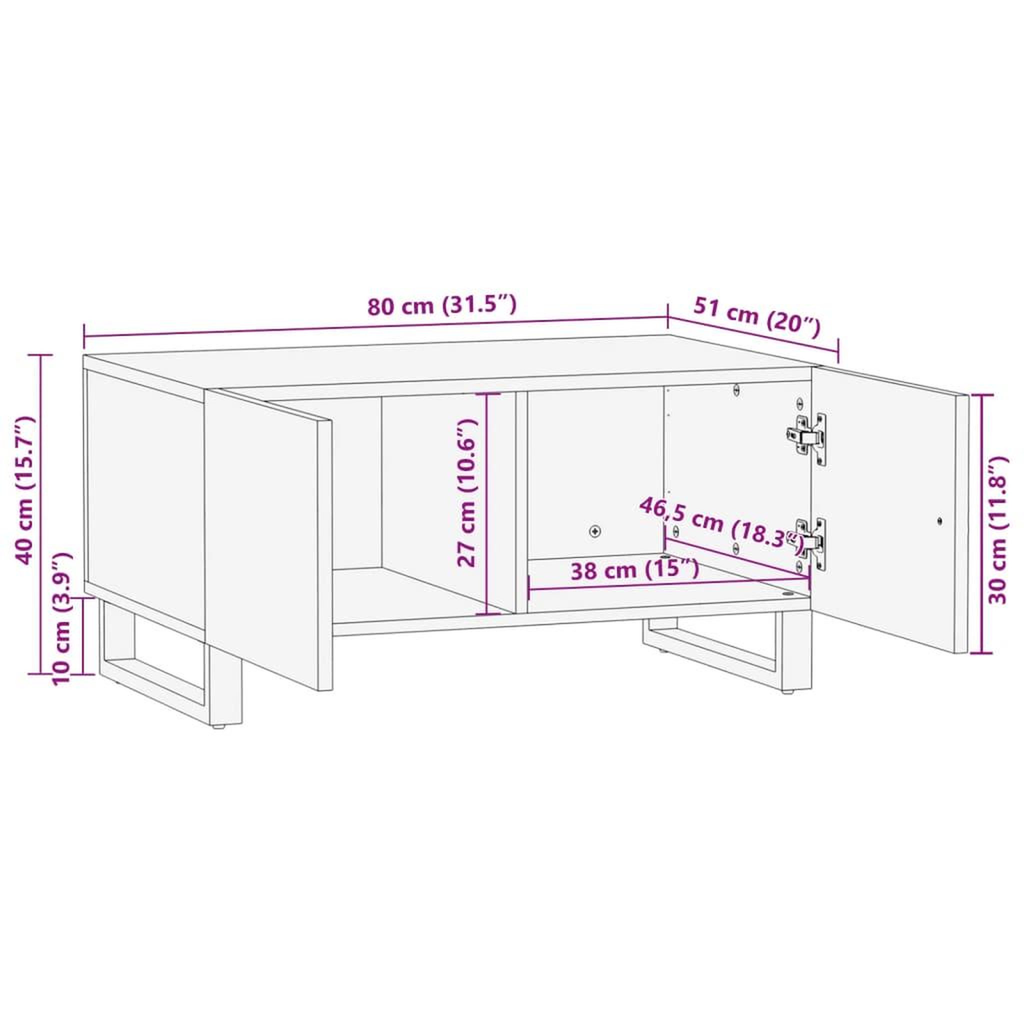 Voir la diapositive 6 : VIDAXL Table basse blanc 80x51x40 cm bois de manguier massif