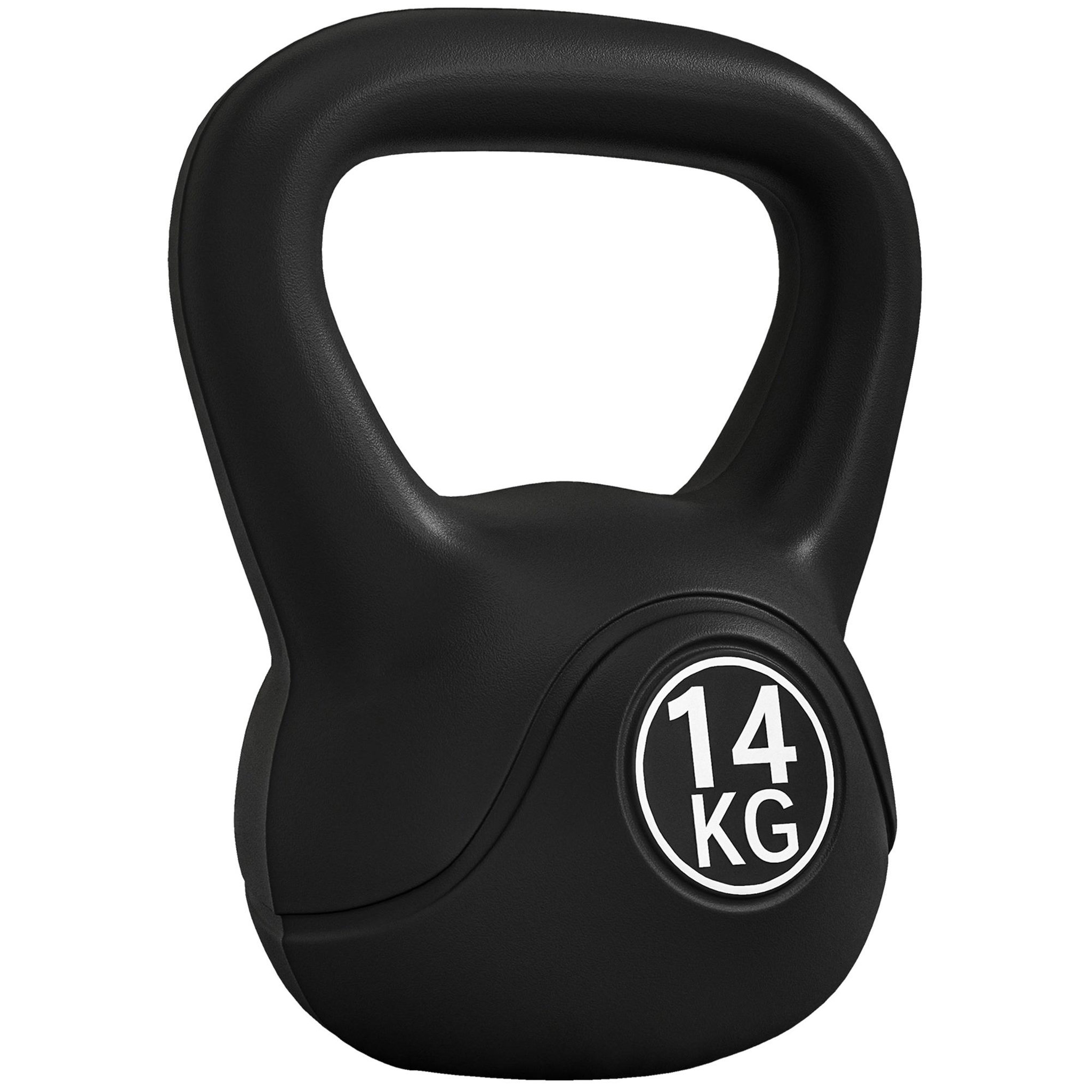 HOMCOM Kettlebell 14 kg - haltère boule - poignée ergonomique - pvc noir