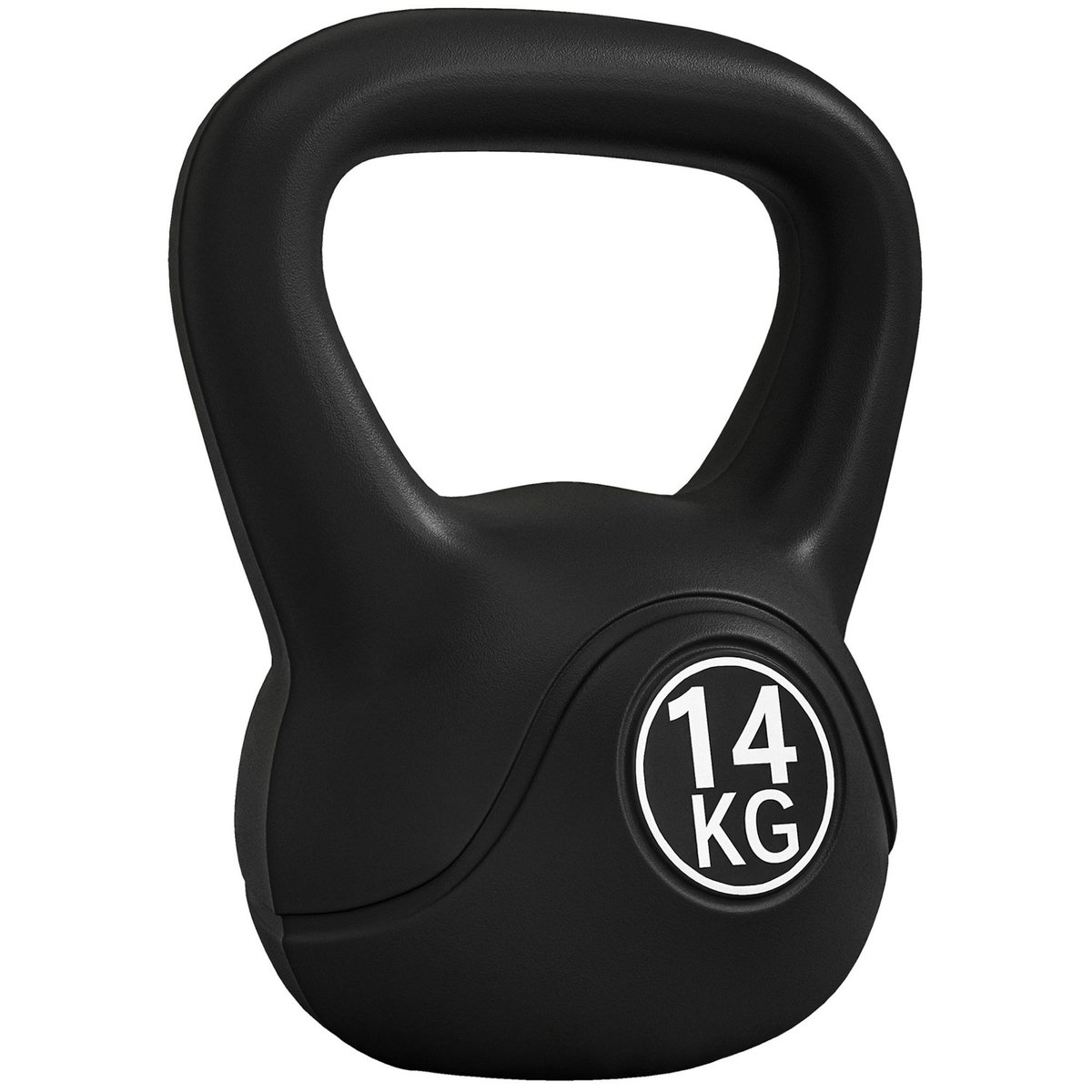 HOMCOM Kettlebell 14 Kg - haltère boule - poignée ergonomique - PVC noir