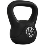 HOMCOM Kettlebell 14 Kg - haltère boule - poignée ergonomique - PVC noir