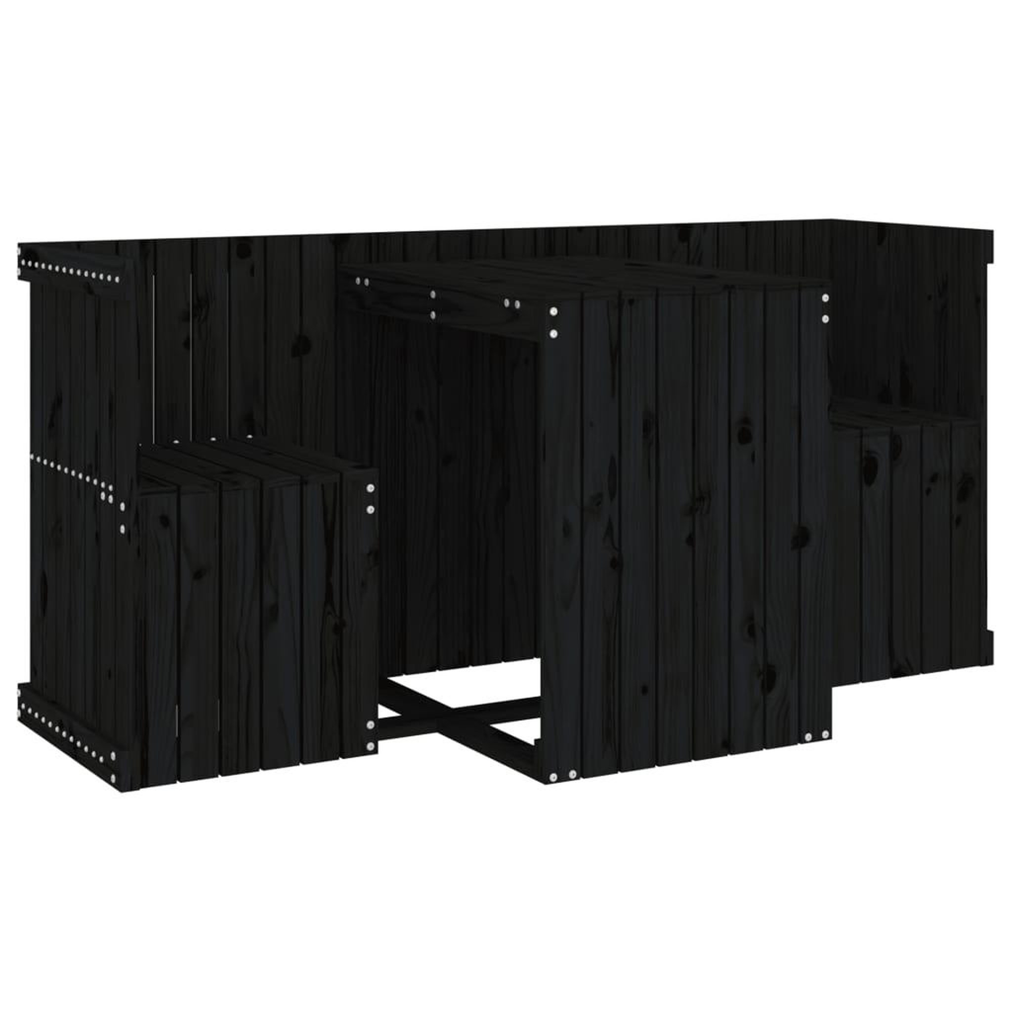 Voir la diapositive 2 : VIDAXL Set de balcon 2 places noir bois de pin massif