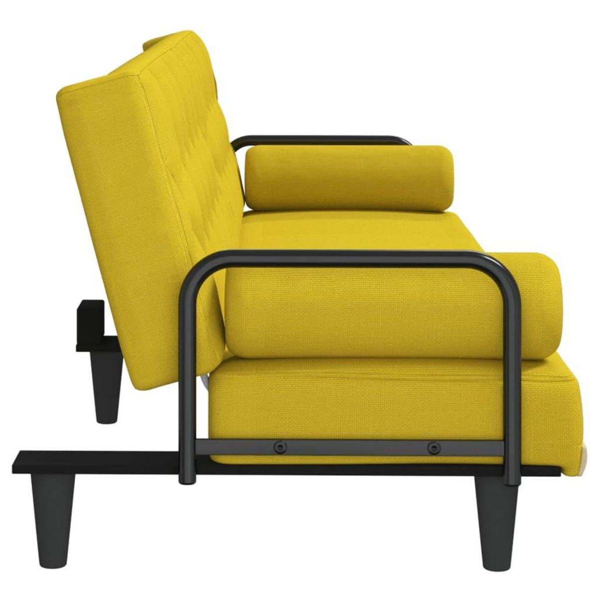 VIDAXL Canape-lit avec accoudoirs jaune clair tissu