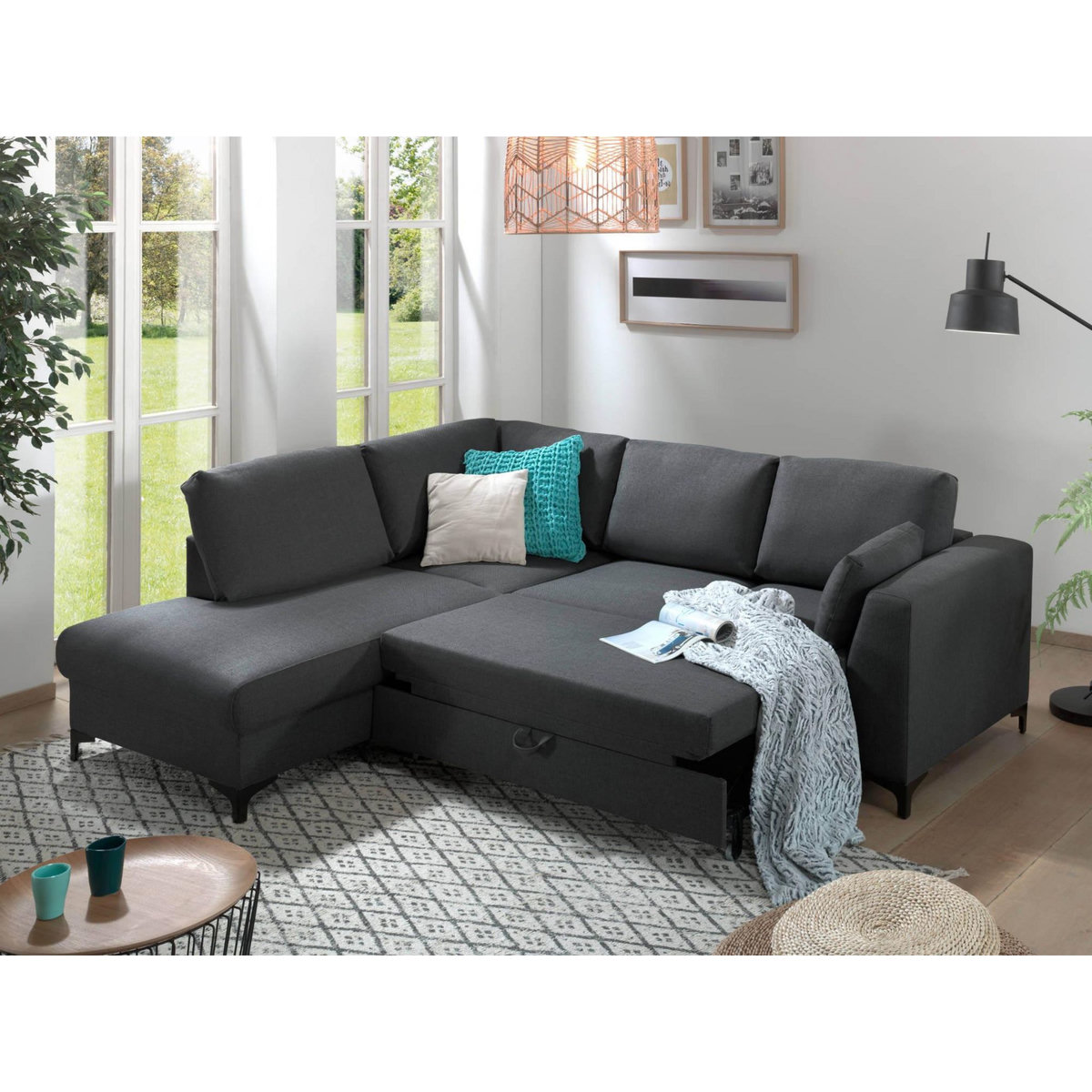 LISA DESIGN Tala - canapé d'angle gauche - convertible - 5 places - en tissu