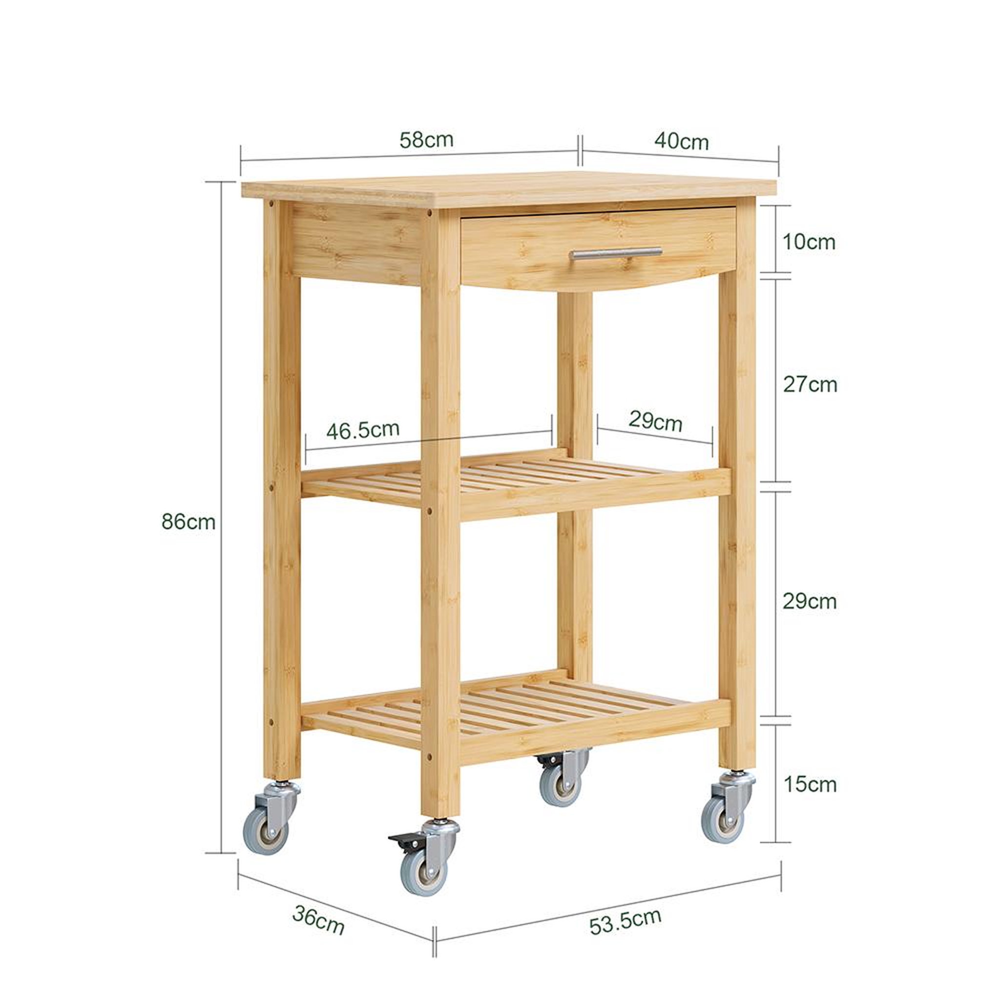 Voir la diapositive 3 : SOBUY Chariot de Cuisine en Bambou Bois 58x40x86cm FKW135-N