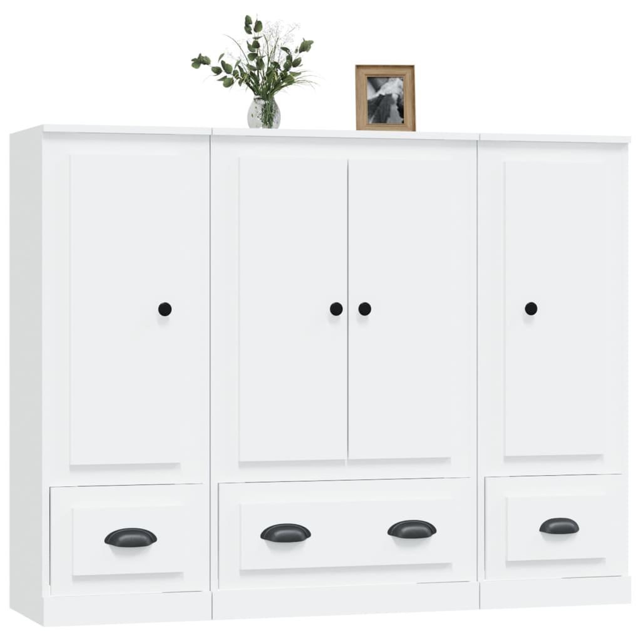 Voir la diapositive 4 : VIDAXL Buffets 3 pcs blanc bois d'ingenierie