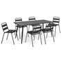 Voir la diapositive 2 : ID MARKET Salon de jardin VALENCIA en acier table 180 cm et 6 chaises empilables gris anthracite