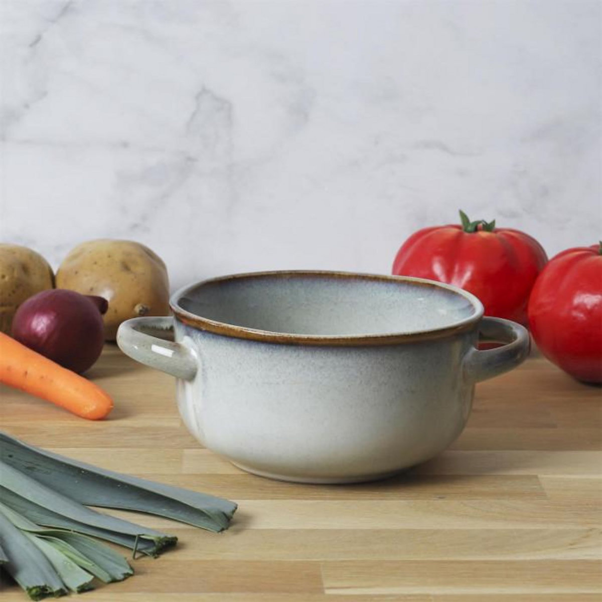 Paris Prix Lot de 6 Bols à Soupe  Au Grès du Temps  14cm Gris