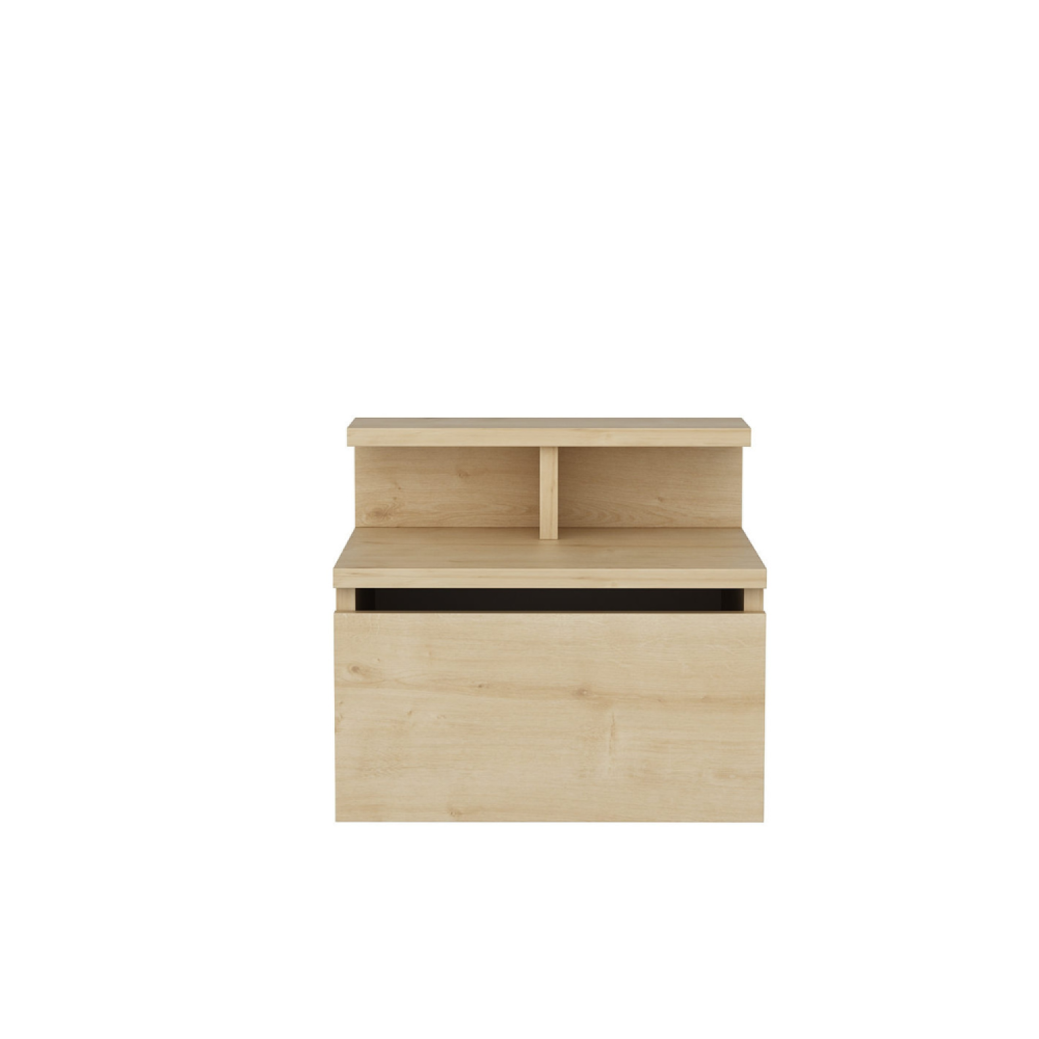 Voir la diapositive 3 : CONCEPT USINE Table de chevet murale bois avec tiroir et étagère VISBY