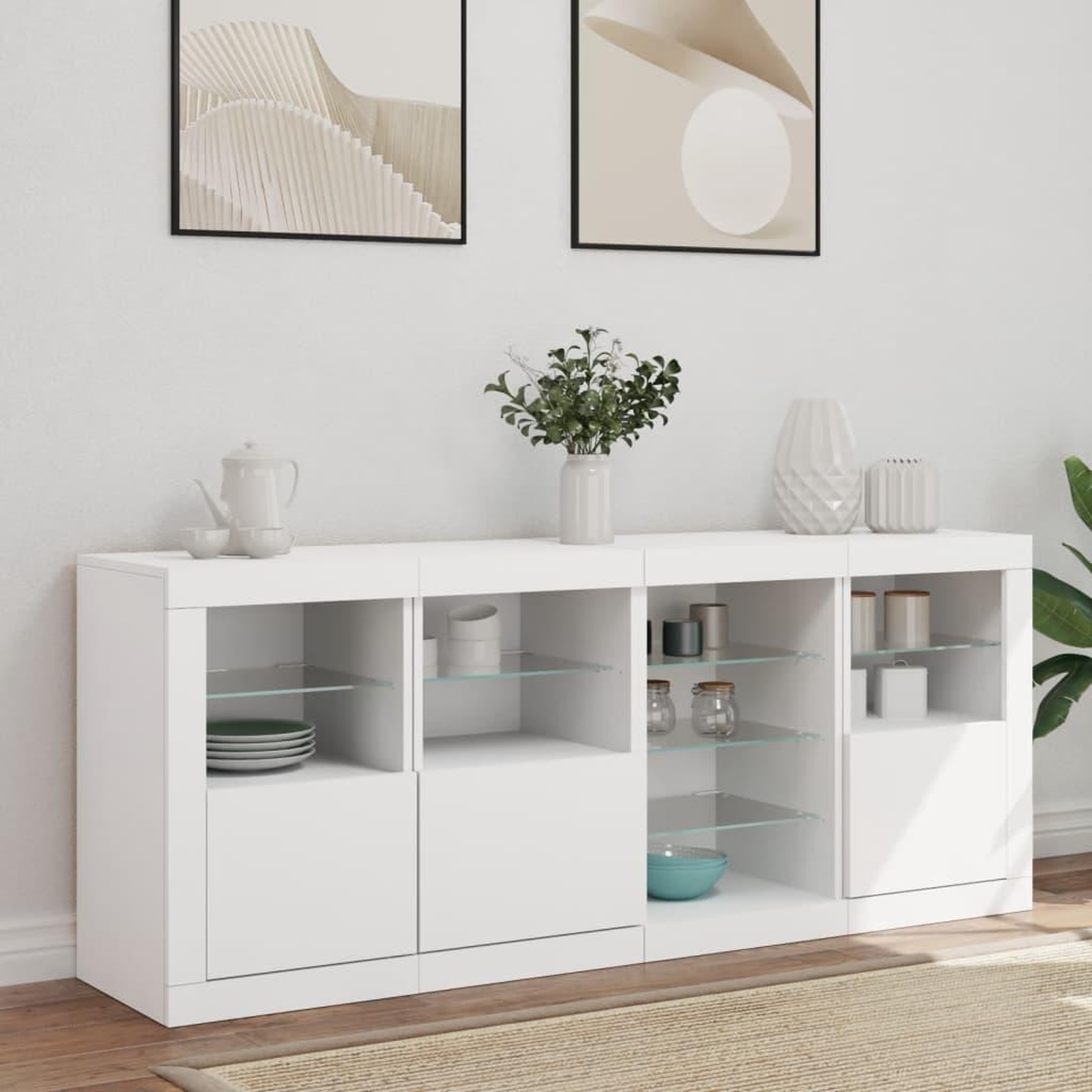 Voir la diapositive 3 : VIDAXL Buffet avec lumieres LED blanc 164x37x67 cm