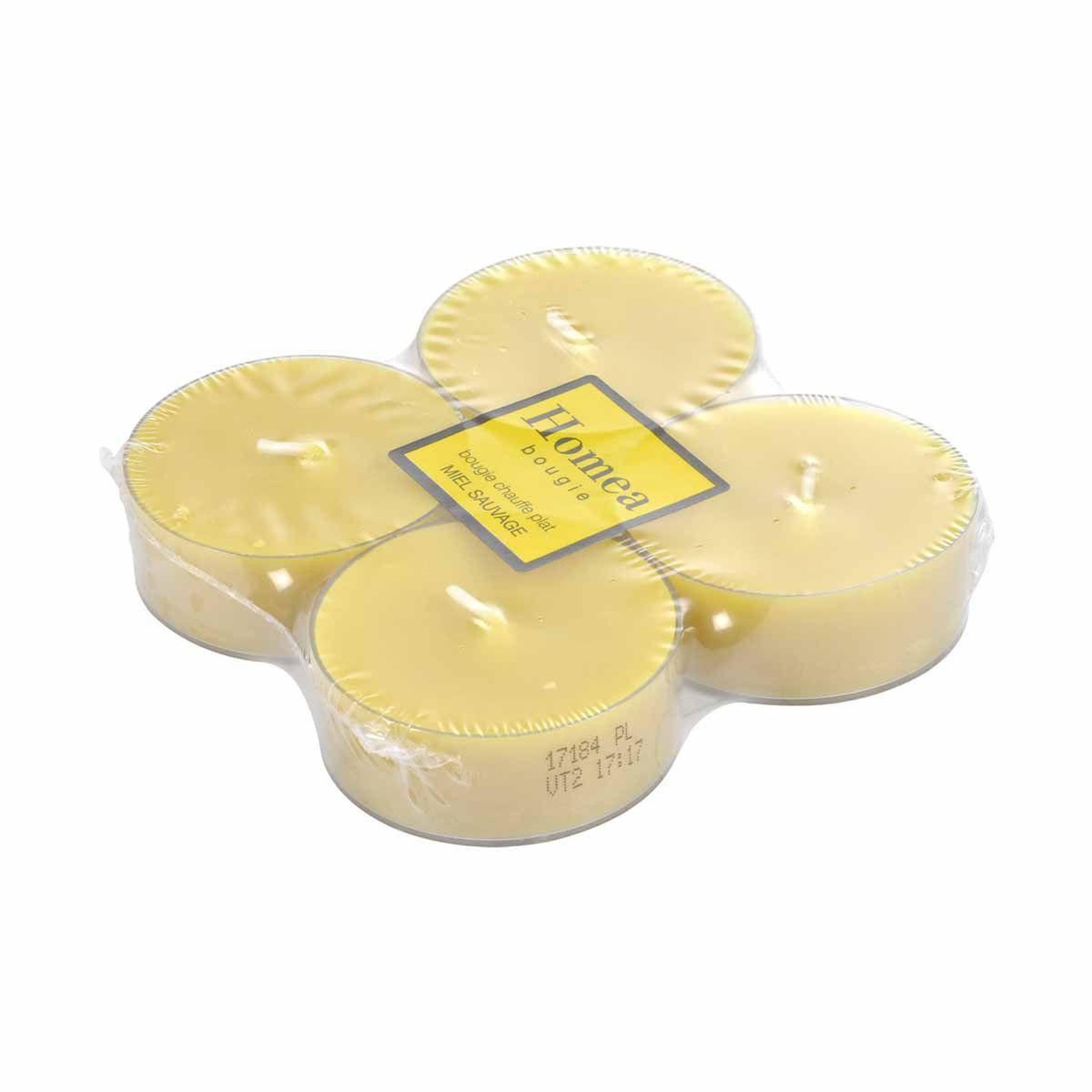 Voir la diapositive 2 : HOMEA Lot de 4 bougies parfumées chauffe-plat  trendie  miel sauvage