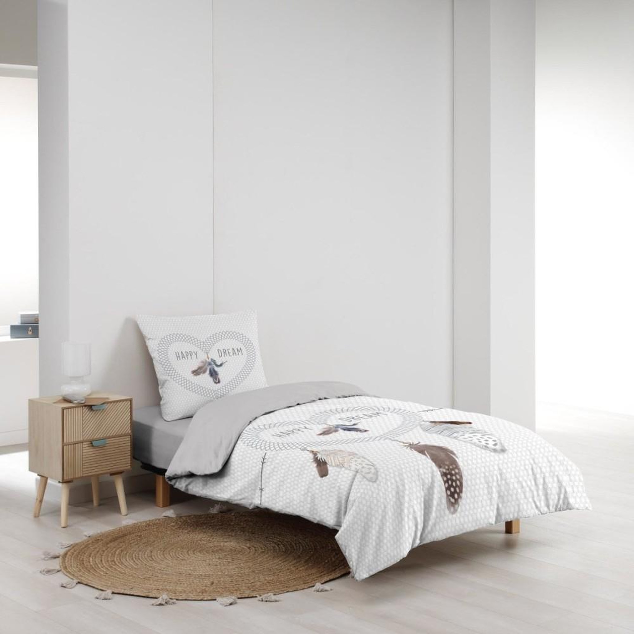Voir la diapositive 3 : Douceur d'Intérieur Housse de couette 140x200 + 1 taie HAPPY DREAM 100% coton