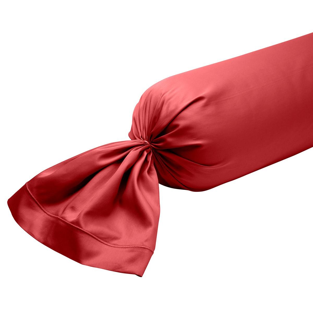 DODO Taie de traversin Partition Satin de coton Coloris Rouge