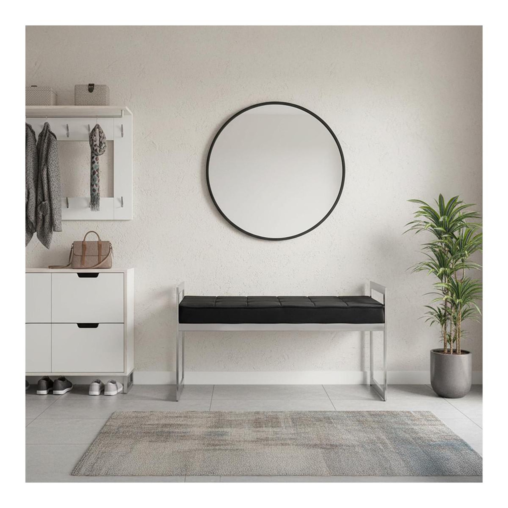 Voir la diapositive 5 : Paris Prix Banquette en velours  topez  94cm noir & argent