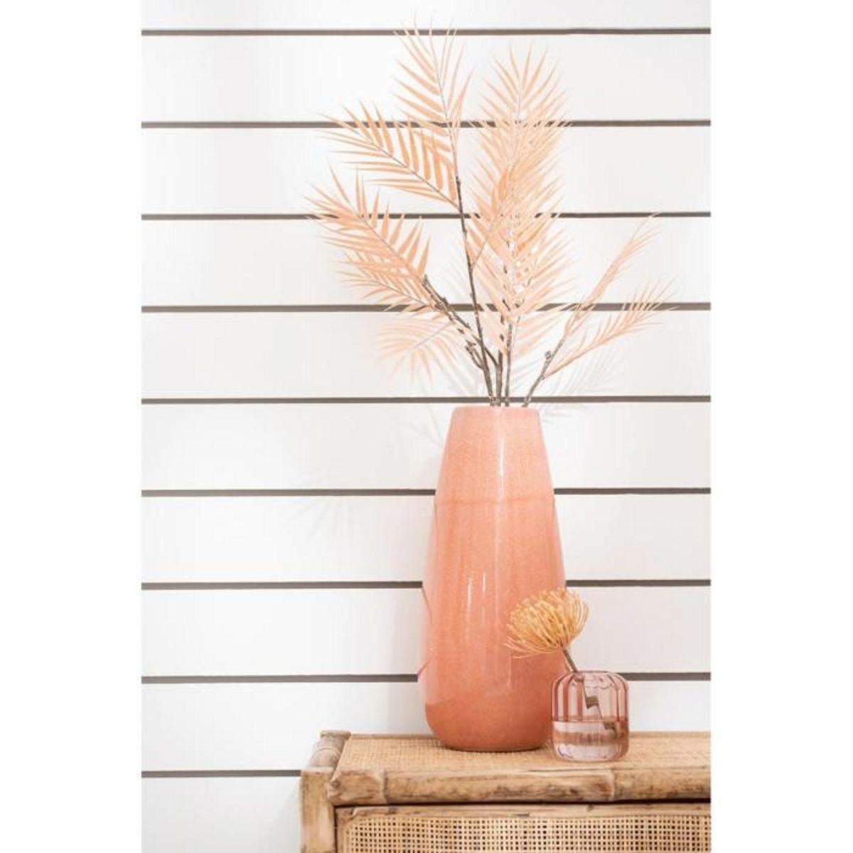 Paris Prix Vase en Céramique Design  Uni Rond  48cm Orange