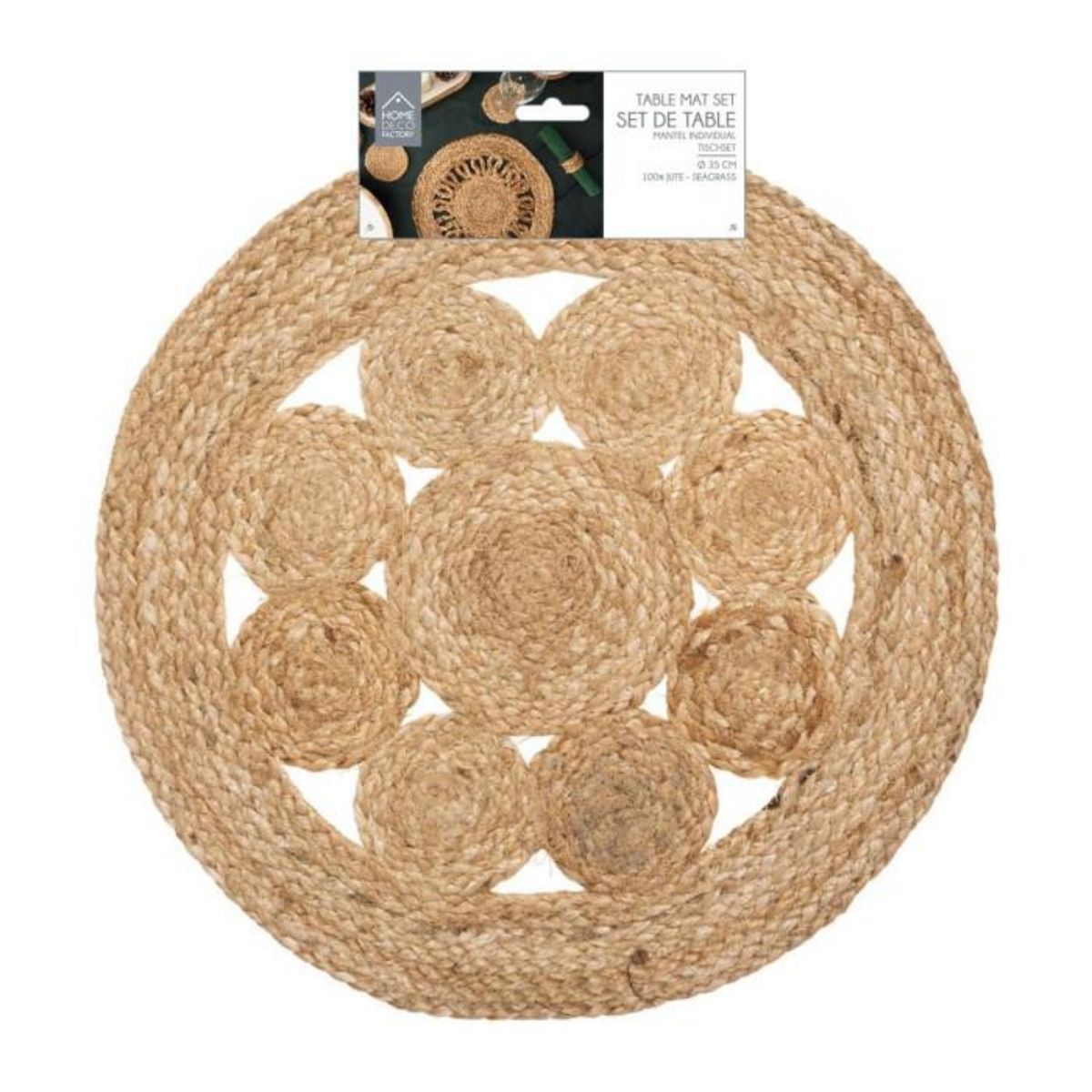 Paris Prix Set de Table Rond Déco  Jute Ajouré  35cm Naturel