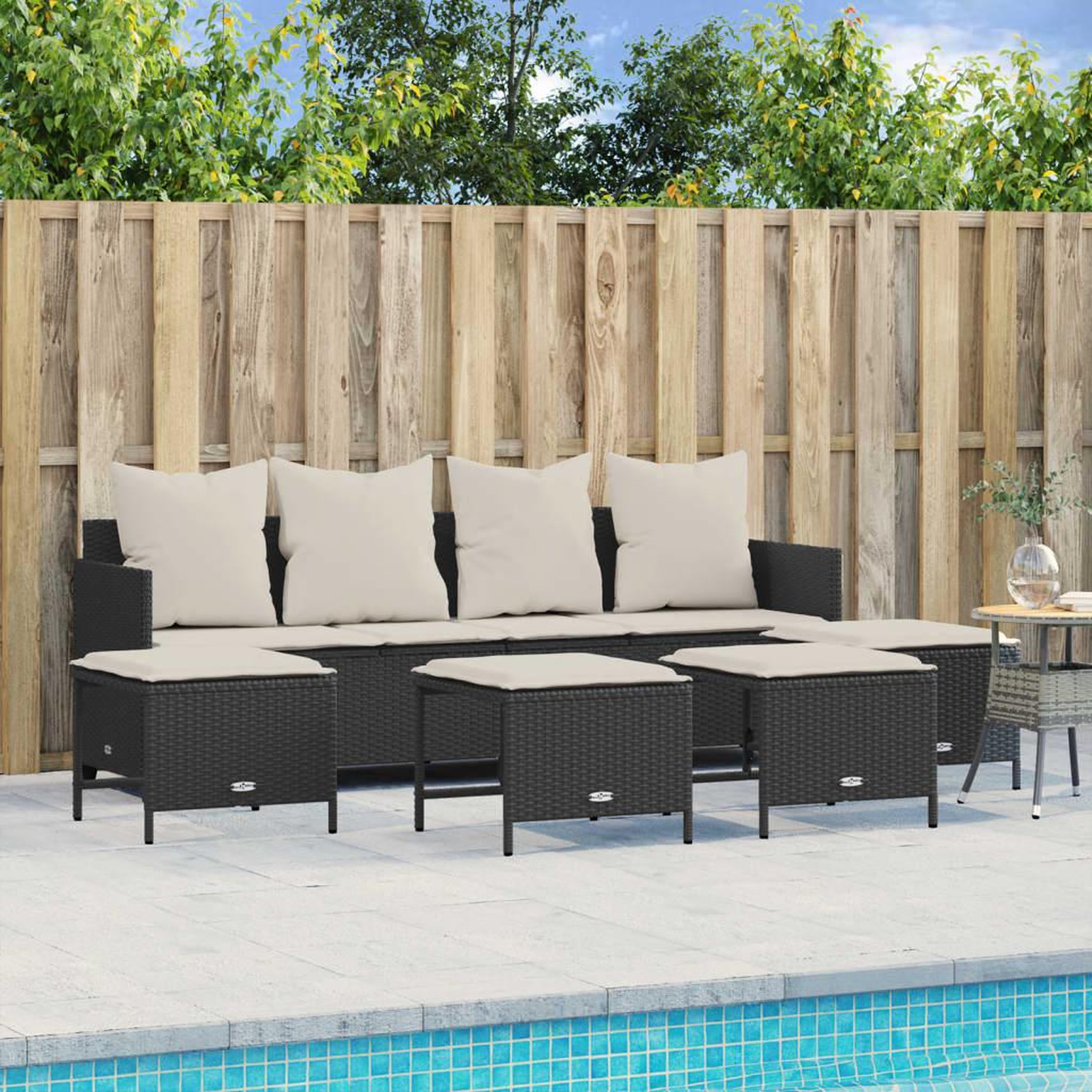 Voir la diapositive 1 : VIDAXL Salon de jardin 5 pcs avec coussins noir resine tressee