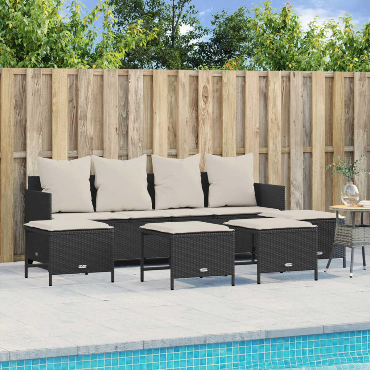 VIDAXL Salon de jardin 5 pcs avec coussins noir resine tressee