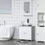 KLEANKIN Meuble salle de bain - meuble sous-vasque - placard 2 portes aspect résine tressée avec étagère - MDF blanc gris