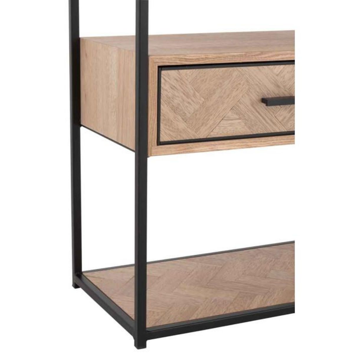 Paris Prix Table d'Appoint 1 Tiroir  Miraza  61cm Naturel & Noir