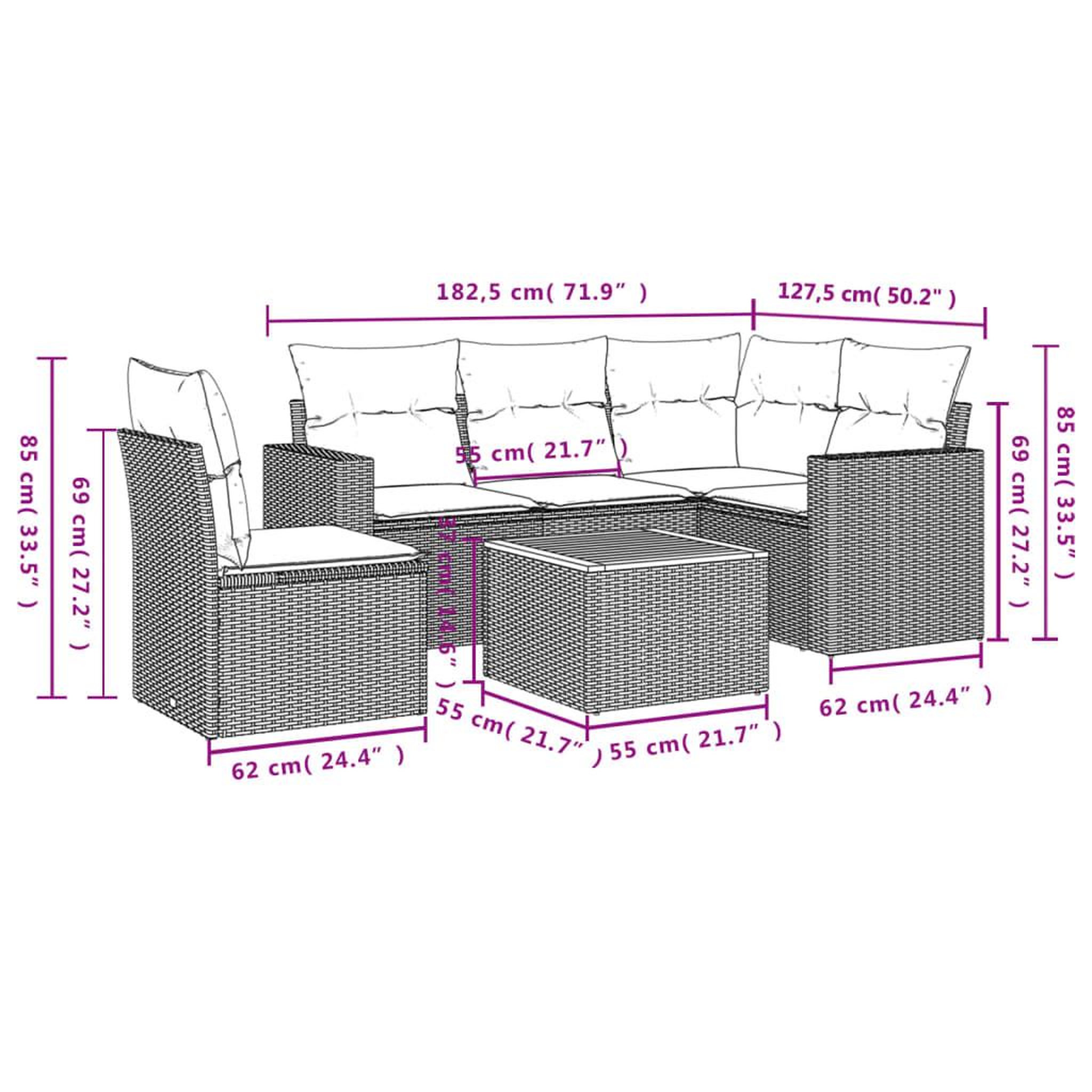 Voir la diapositive 4 : VIDAXL Salon de jardin avec coussins 6 pcs beige resine tressee