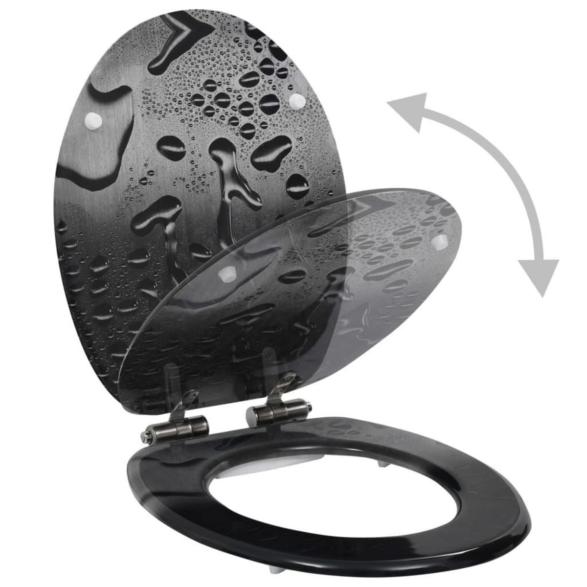 VIDAXL lot de 2 Siege WC MDF Couvercle fermeture douceur Goutte d'eau