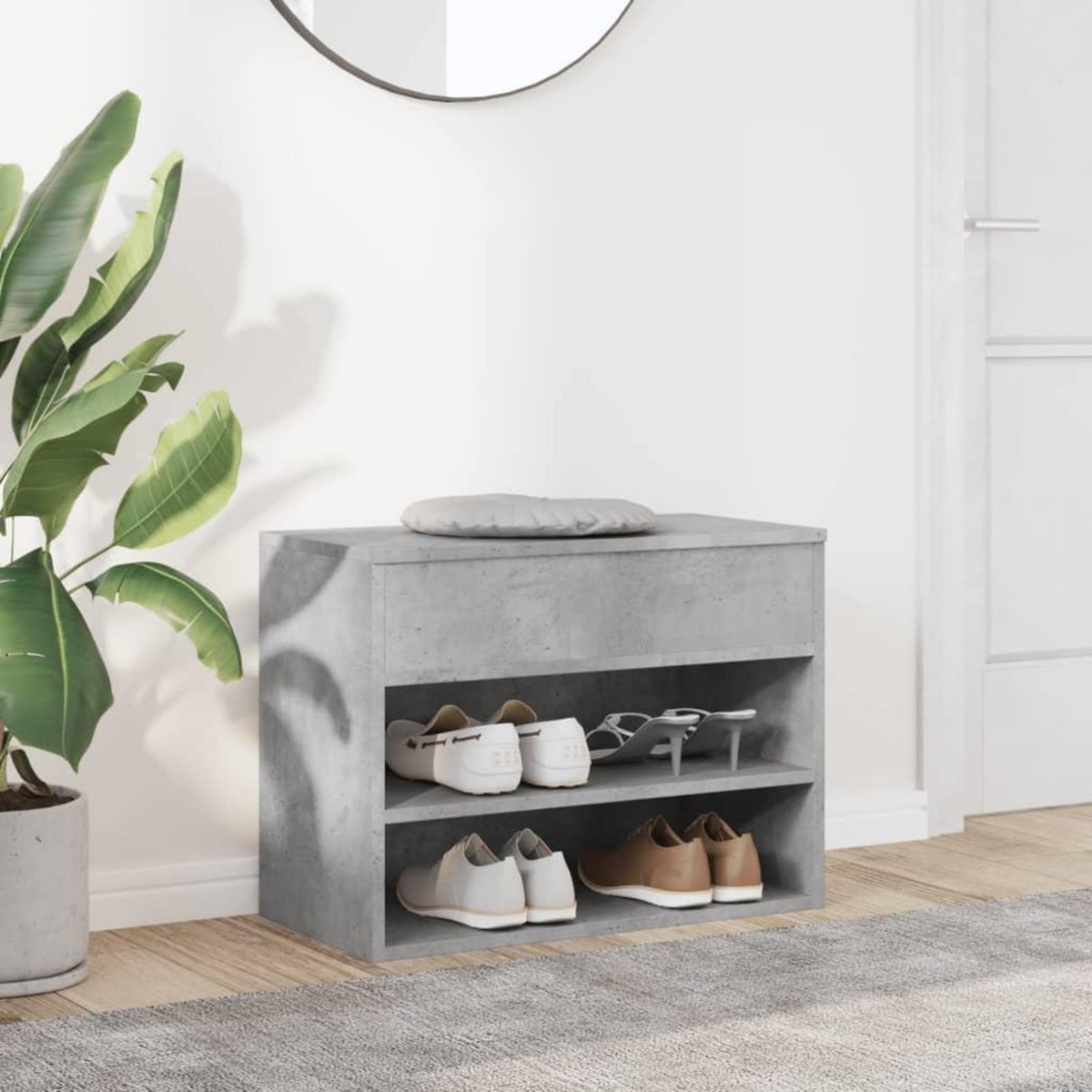 VIDAXL Banc a chaussures Gris beton 60x30x45 cm Bois d'ingenierie