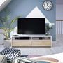 Voir la diapositive 5 : VS VENTA-STOCK Meuble tv Silva 2 portes, blanc et chêne, 130 cm longueur