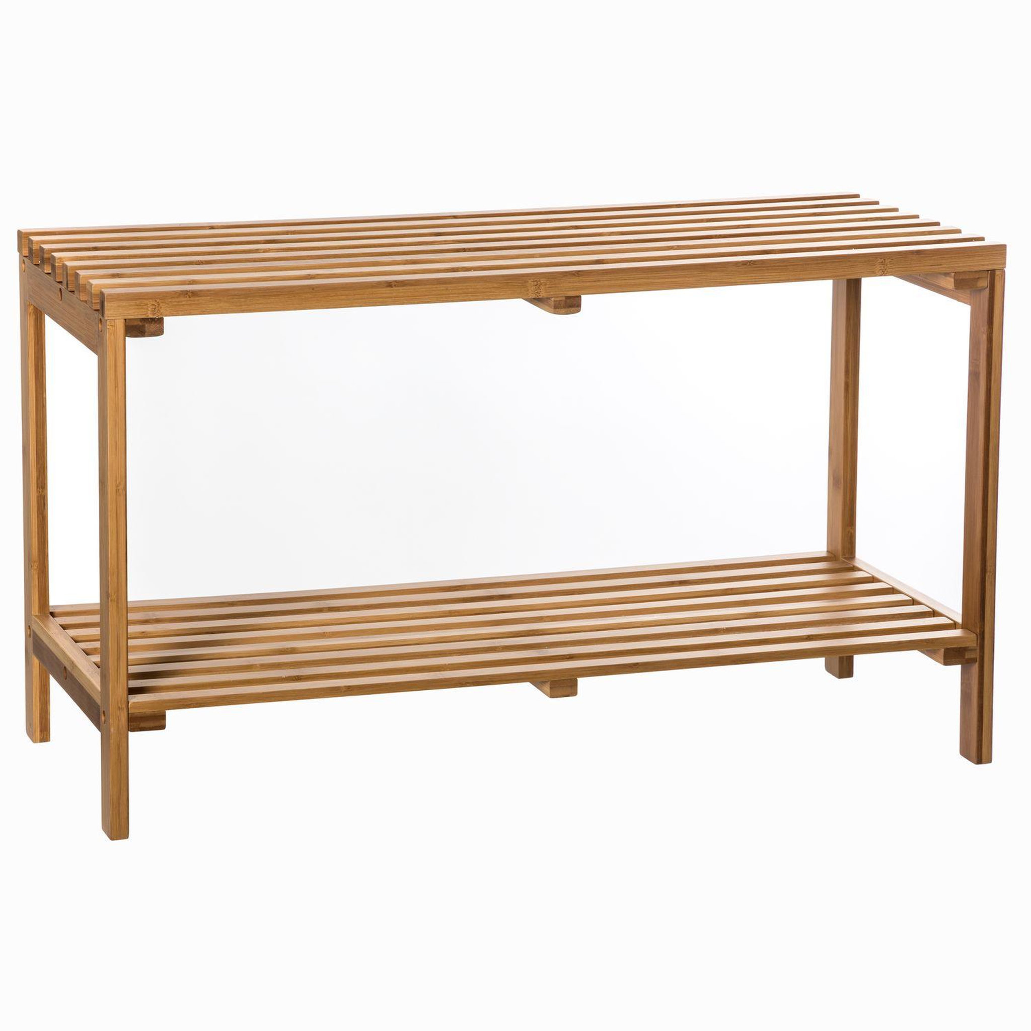 Voir la diapositive 1 : FIVE Etagère 2 Niveaux en Bambou - Longueur 78 cm - Beige