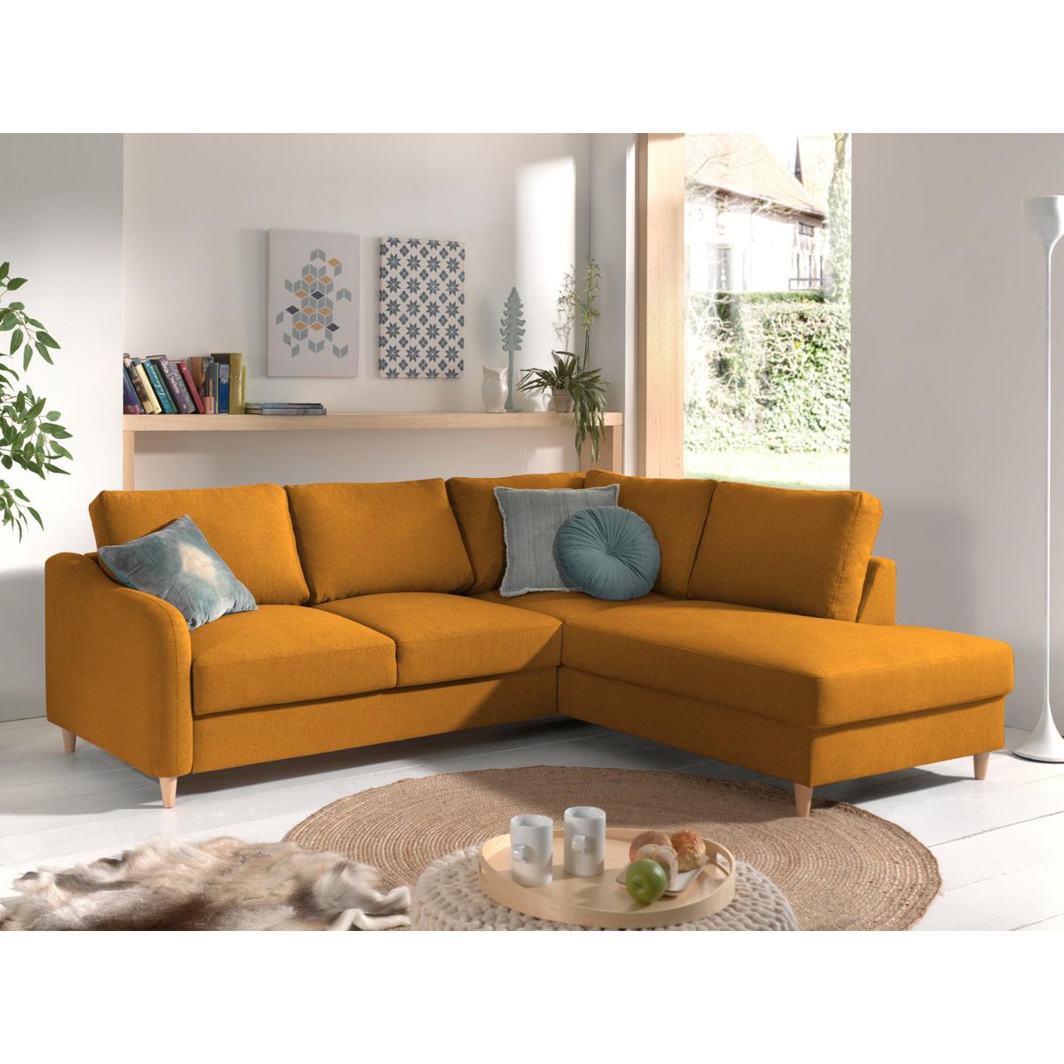 LISA DESIGN Will - canapé d'angle droit - convertible - 5 places - en tissu