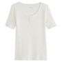 Voir la diapositive 2 : INEXTENSO T-shirt manches courtes col tunisien blanc femme
