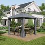 Voir la diapositive 2 : OUTSUNNY Pavillon de jardin style contemporain - barnum avec rideaux - dim. 2,96L x 2,96l x 2,8H m - alu. polyester gris