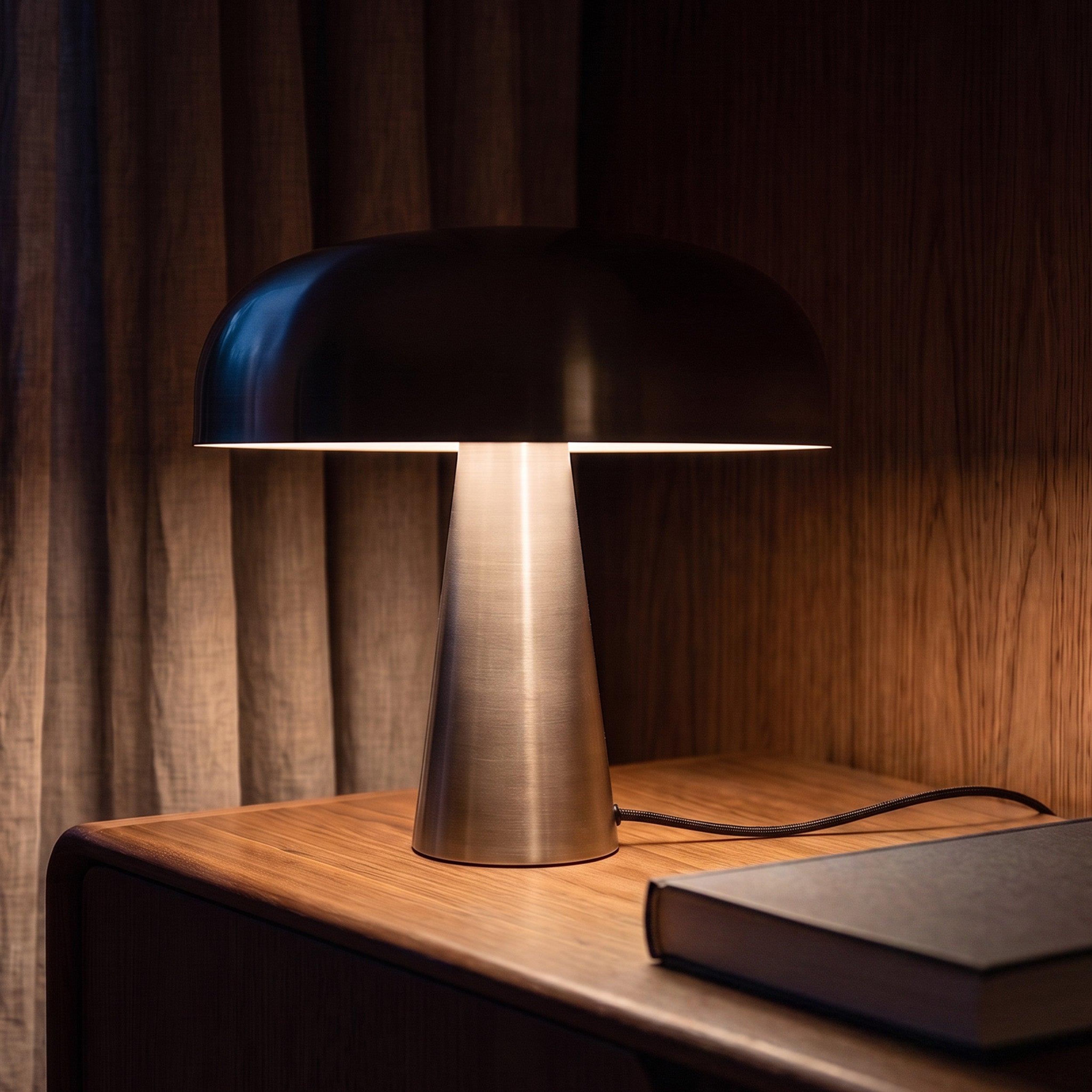 Voir la diapositive 3 : MAISON PAVANE Lampe à poser en métal brossé-livia