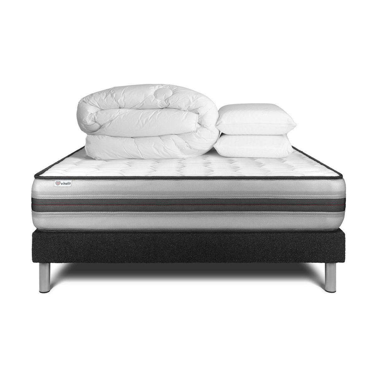 VITALIT Pack prêt à dormir VITALPOWER RECOVER 200 x 200 cm sommier Kit noir