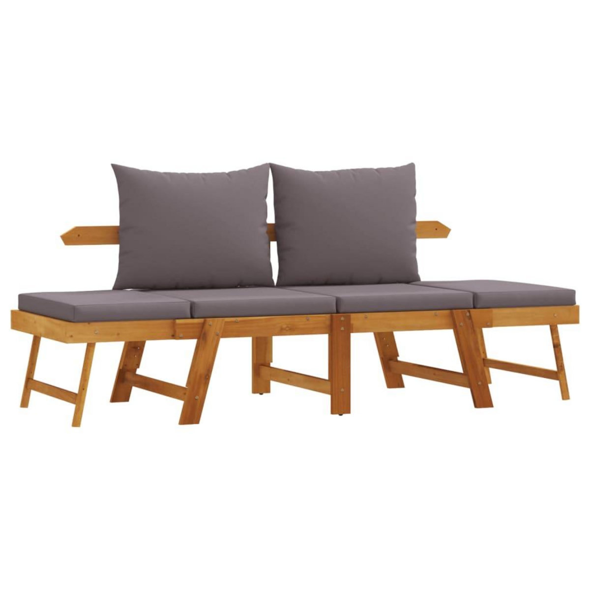 VIDAXL Banc de jardin avec coussins 2 en 1 bois d'acacia massif